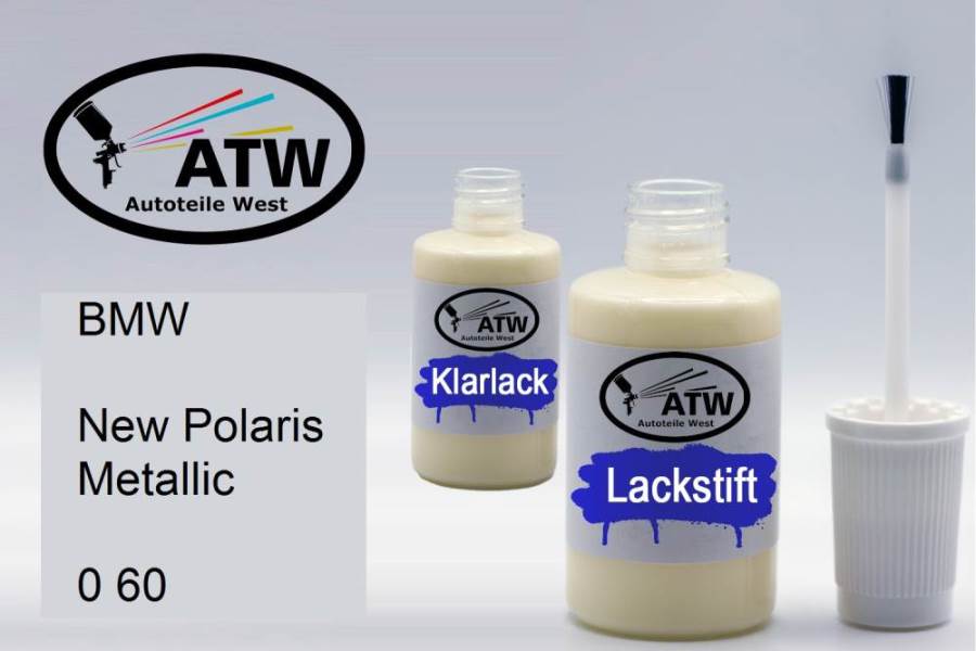 BMW, New Polaris Metallic, 0 60: 20ml Lackstift + 20ml Klarlack - Set, von ATW Autoteile West.